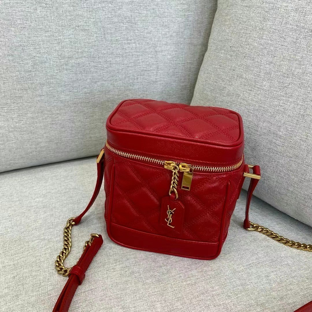 Saint Laurent 80's Vanity Bag In Red Quilted Grained Leather YSLBS81002