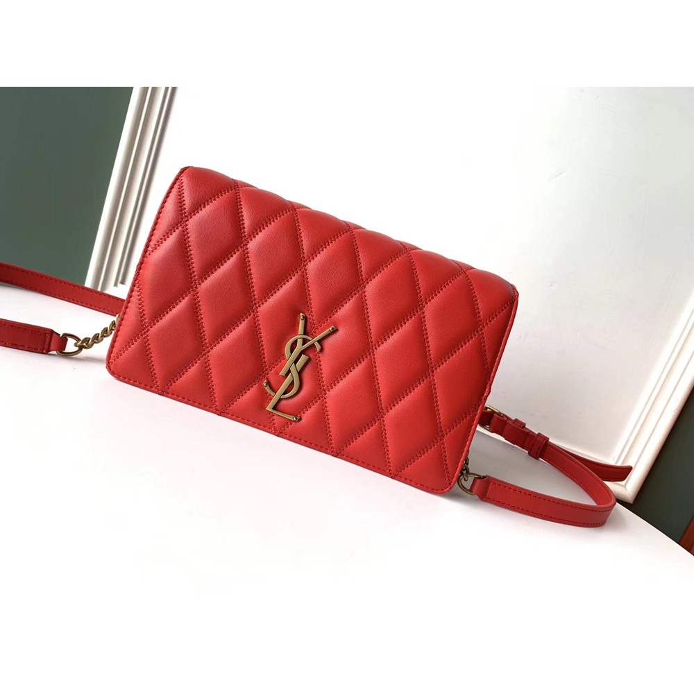 Saint Laurent Angie Chain Bag In Red Diamond Lambskin YSLBS81281