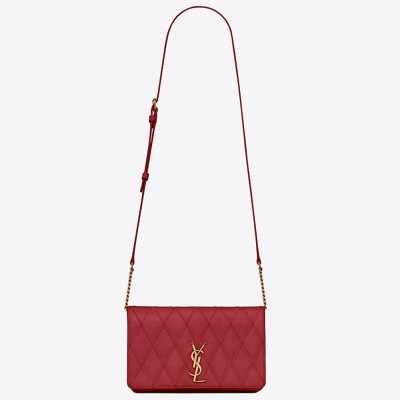 Saint Laurent Angie Chain Bag In Red Diamond Lambskin YSLBS81281