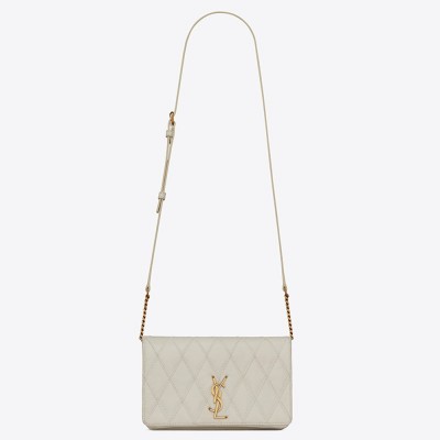 Saint Laurent Angie Chain Bag In White Diamond Lambskin YSLBS81282