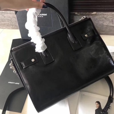 Saint Laurent Baby Sac De Jour Souple Duffle Bag In Black Moroder Leather YSLBS81260