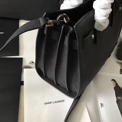 Saint Laurent Baby Sac de Jour Souple Bag In Black Grained Leather YSLBS81257