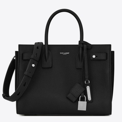 Saint Laurent Baby Sac de Jour Souple Bag In Black Grained Leather YSLBS81257