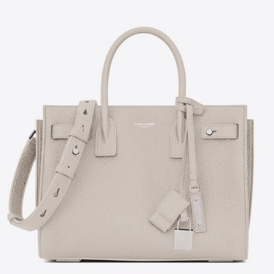 Saint Laurent Baby Sac de Jour Souple Bag In White Grained Leather YSLBS81259