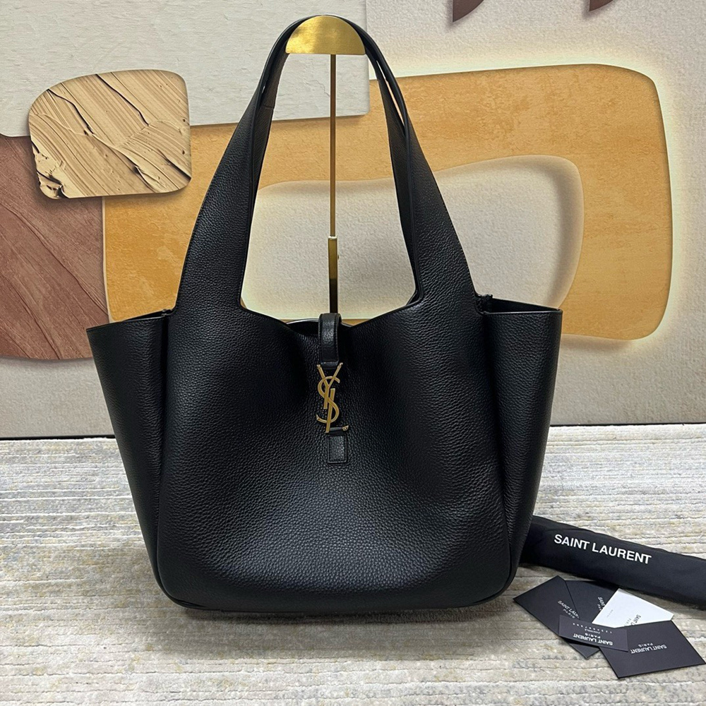 Saint Laurent Bea Tote Bag in Black Grained Leather YSLBS81370