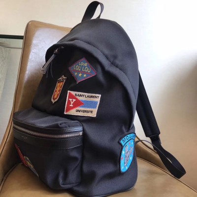 Saint Laurent Black City Backpack With Patches YSLBS81004