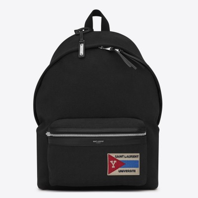 Saint Laurent Black City Backpack With Pocket Patch YSLBS81005