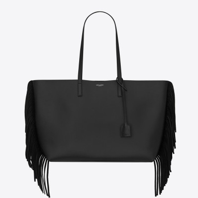 Saint Laurent Black Fringed Shopping Tote Bag YSLBS81373