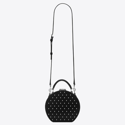 Saint Laurent Black Mica Hot Box Studs Bag YSLBS81208