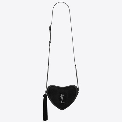 Saint Laurent Black Monogram Heart Cross Body Bag YSLBS81209