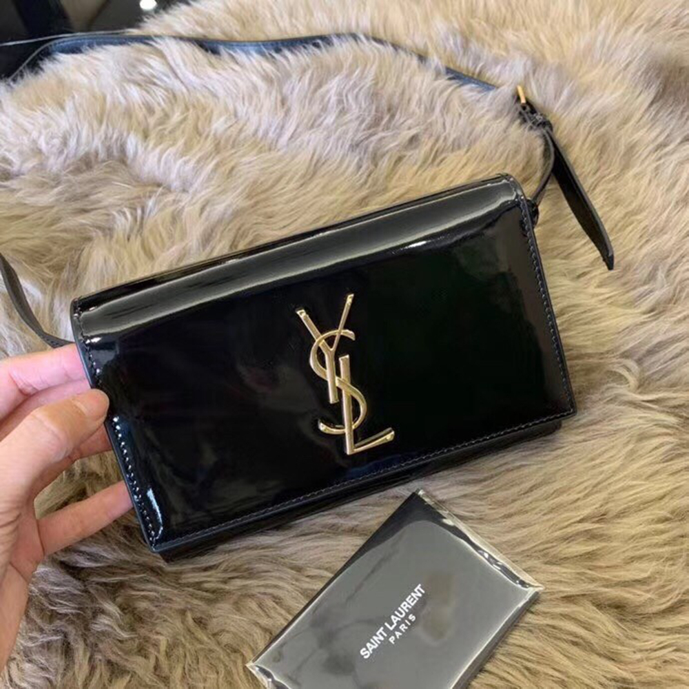 Saint Laurent Black Patent Kate Belt Bag YSLBS81017