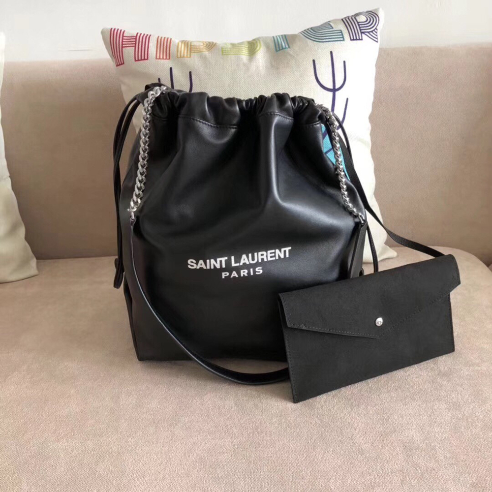 Saint Laurent Black Teddy Drawstring Bag YSLBS81283