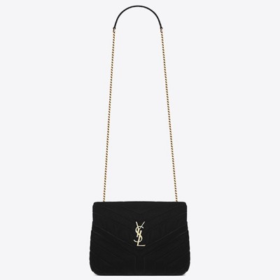 Saint Laurent Black Velvet Small Loulou Chain Bag YSLBS81168