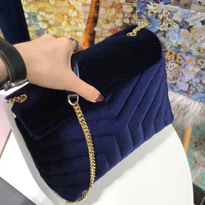 Saint Laurent Blue Velvet Small Loulou Chain Bag YSLBS81169