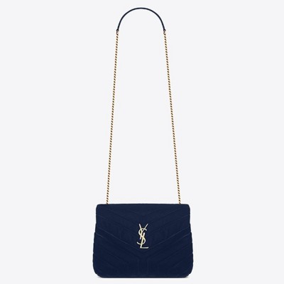 Saint Laurent Blue Velvet Small Loulou Chain Bag YSLBS81169