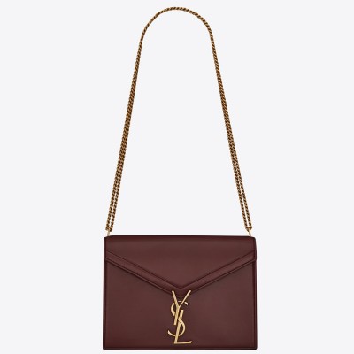 Saint Laurent Bordeaux Cassandra Monogram Clasp Bag YSLBS81049