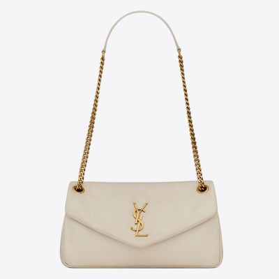 Saint Laurent Calypso Shoulder Bag In White Lambskin YSLBS81378