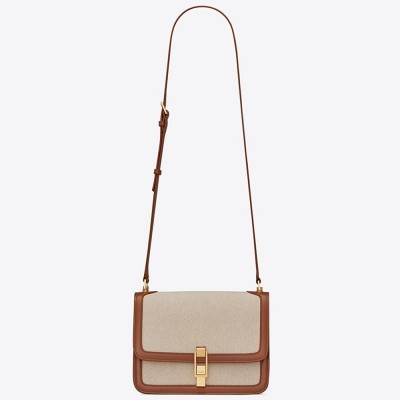 Saint Laurent Carre Satchel Bag In Beige Canvas YSLBS81284