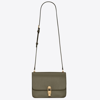 Saint Laurent Carre Satchel Bag In Olive Leather YSLBS81289