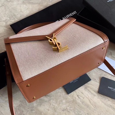 Saint Laurent Cassandra Medium Bag In Beige Canvas YSLBS81051