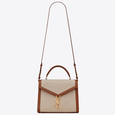 Saint Laurent Cassandra Medium Bag In Beige Canvas YSLBS81051