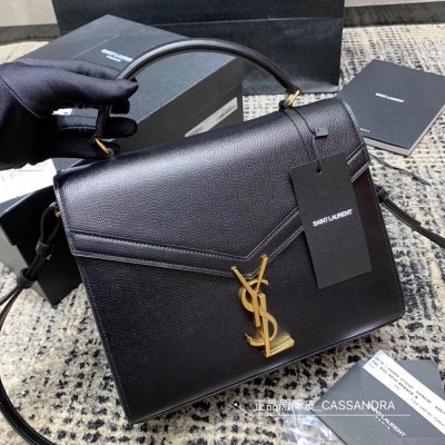 Saint Laurent Cassandra Medium Bag In Black Grained Leather YSLBS81045