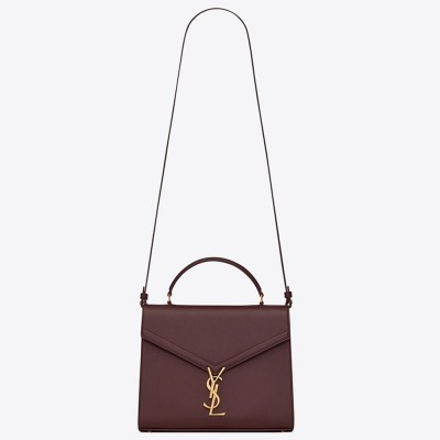 Saint Laurent Cassandra Medium Bag In Bordeaux Grained Leather YSLBS81046