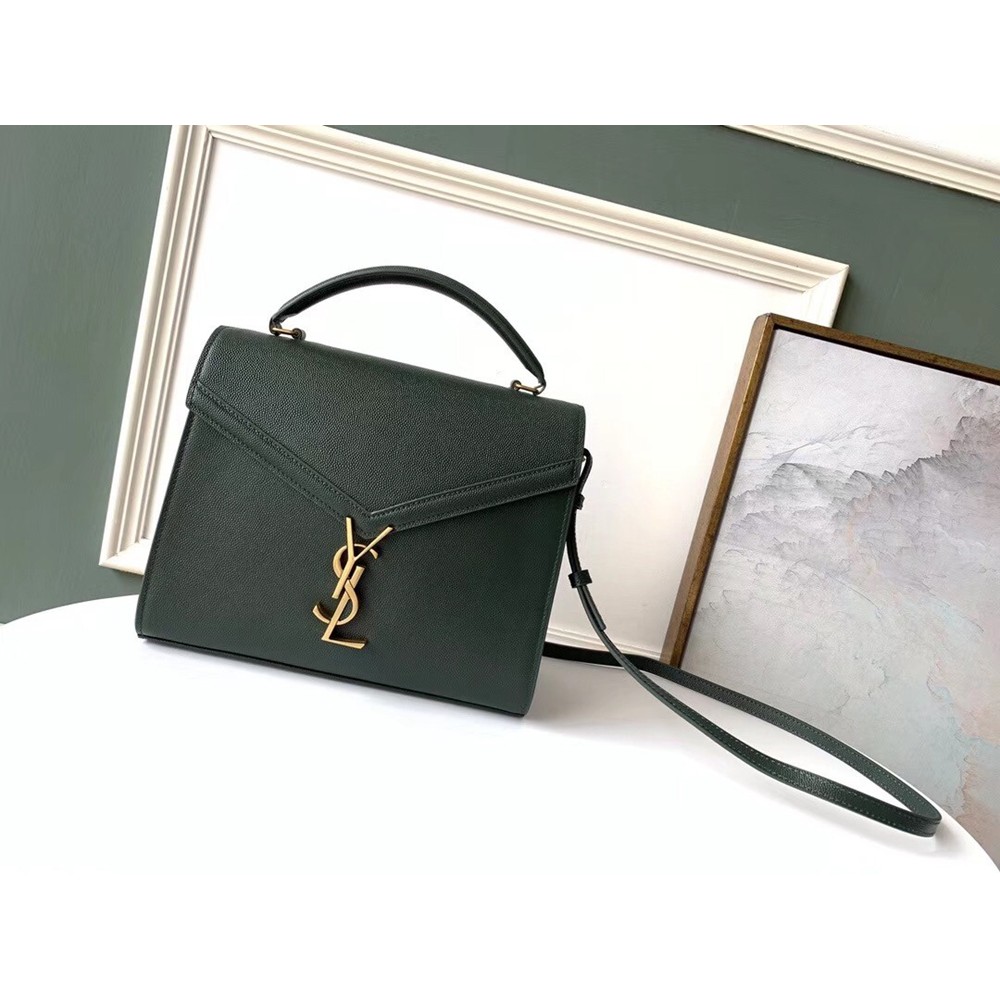 Saint Laurent Cassandra Medium Bag In Dark Green Grained Leather YSLBS81047