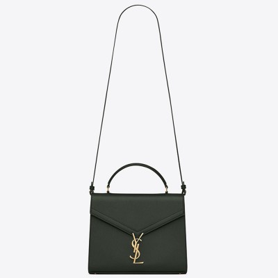 Saint Laurent Cassandra Medium Bag In Dark Green Grained Leather YSLBS81047