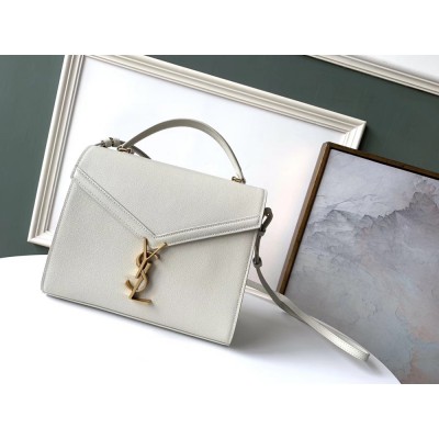 Saint Laurent Cassandra Medium Bag In White Grained Leather YSLBS81056