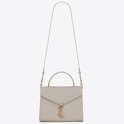 Saint Laurent Cassandra Medium Bag In White Grained Leather YSLBS81056