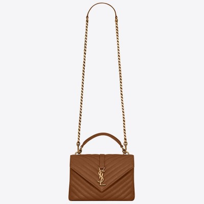 Saint Laurent College Medium Bag In Brown Matelasse Leather YSLBS81060