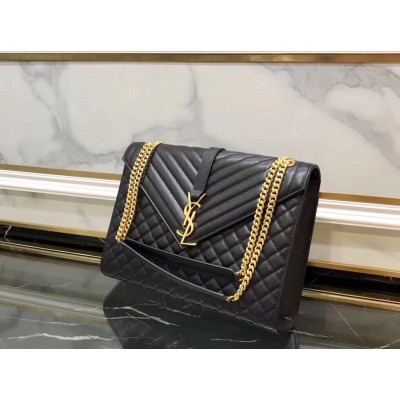 Saint Laurent Envelope Large Bag In Black Grained Leather YSLBS81105