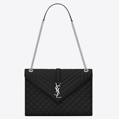 Saint Laurent Envelope Large Bag In Noir Grained Leather YSLBS81106