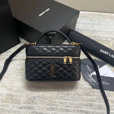 Saint Laurent Gaby Mini Vanity Bag in Black Lambskin YSLBS81212