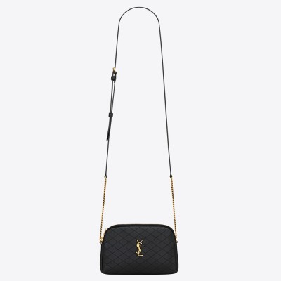 Saint Laurent Gaby Zipped Pouch in Black Quilted Lambskin YSLBS81292