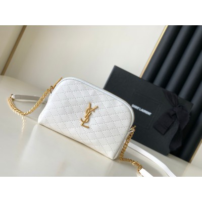 Saint Laurent Gaby Zipped Pouch in White Quilted Lambskin YSLBS81293