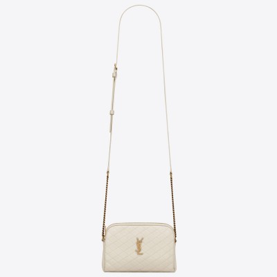 Saint Laurent Gaby Zipped Pouch in White Quilted Lambskin YSLBS81293