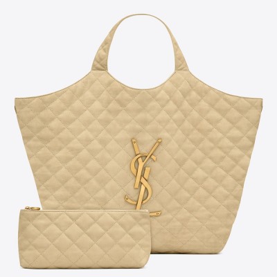 Saint Laurent Icare Maxi Shopping Bag In Beige Quilted Lambskin YSLBS81380