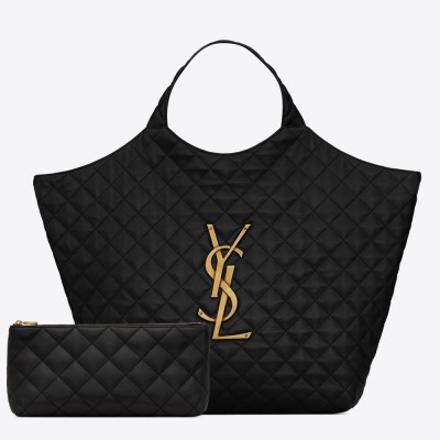 Saint Laurent Icare Maxi Shopping Bag In Black Quilted Lambskin YSLBS81381