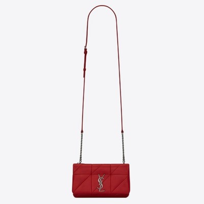 Saint Laurent Jamie Chain Wallet In Red Patchwork Lambskin YSLBS81214