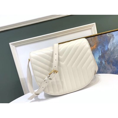 Saint Laurent Joan Satchel In White Y Quilted Leather YSLBS81295