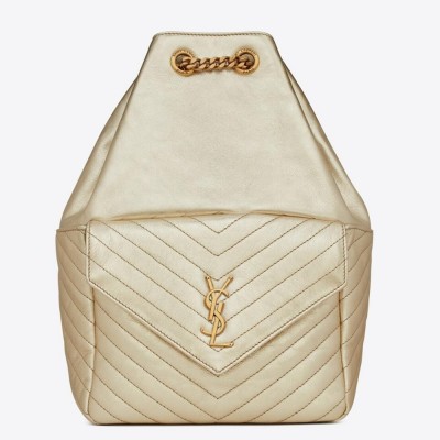 Saint Laurent Joe Backpack In Gold Lame Leather YSLBS81011