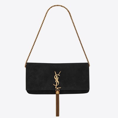 Saint Laurent Kate 99 Shoulder Bag In Black Suede YSLBS81129