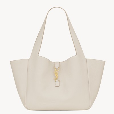 Saint Laurent LE 5 A 7 Bea Tote Bag in White Grained Leather YSLBS81384