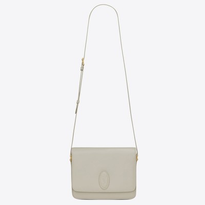 Saint Laurent LE 61 Medium Saddle Bag In White Leather YSLBS81305