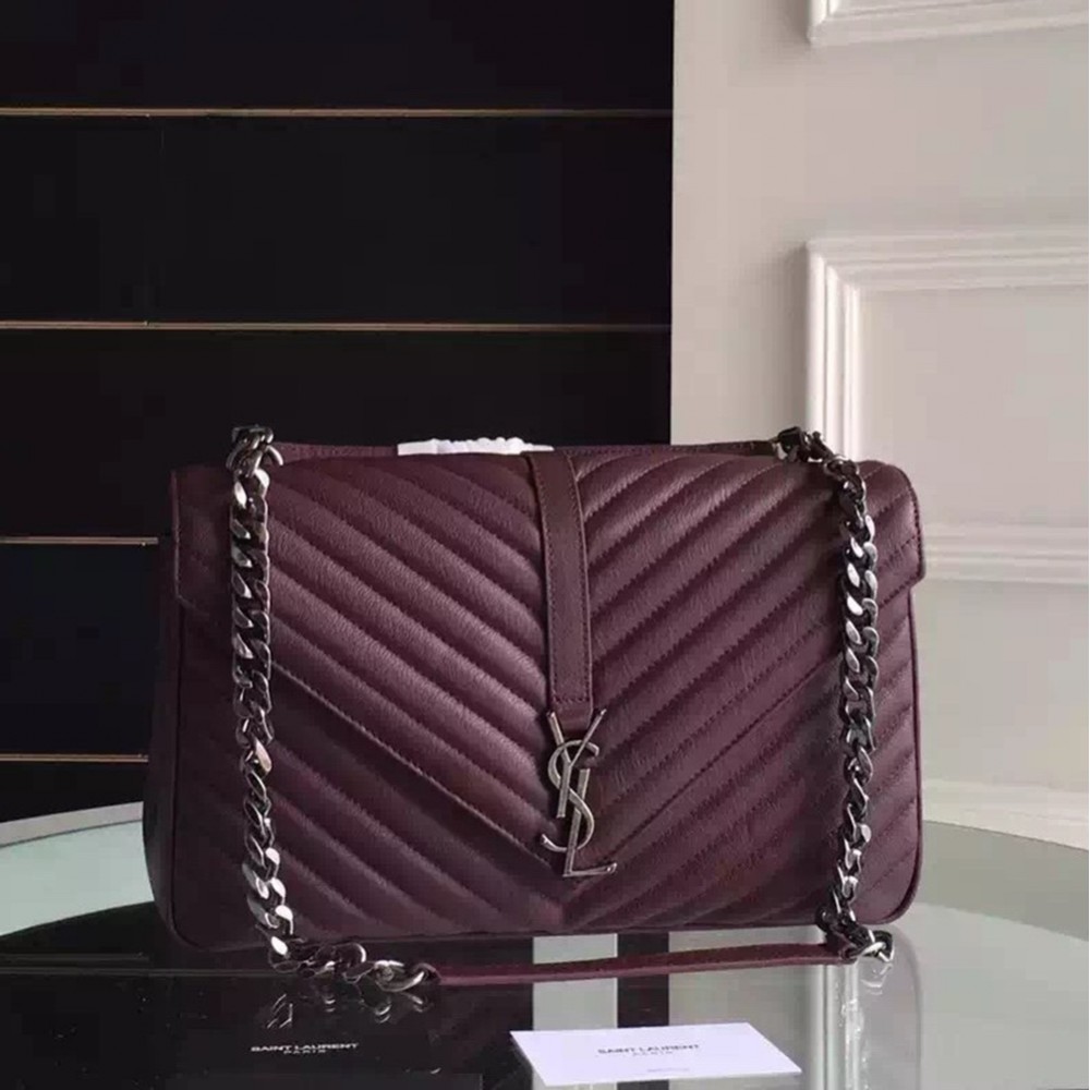 Saint Laurent Large Bordeaux College Shoulder Bag YSLBS81061