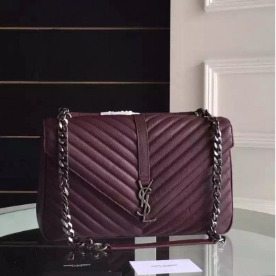 Saint Laurent Large Bordeaux College Shoulder Bag YSLBS81061