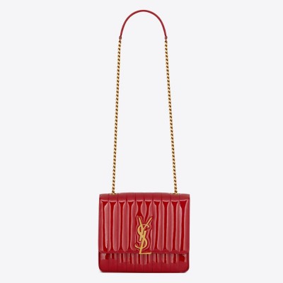 Saint Laurent Large Vicky Bag In Red Patent Leather YSLBS81085