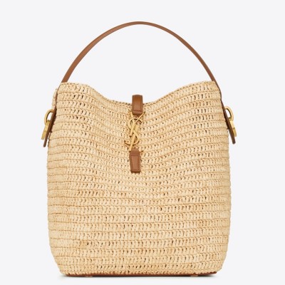 Saint Laurent Le 37 Bucket Bag in Natural Woven Raffia YSLBS81035